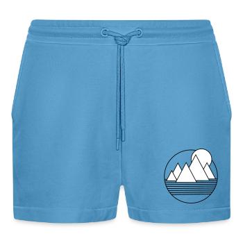 Minimalist desert landscape - Organic Relaxed Cropped Shorts Made in EU -  Sol Blue - Front