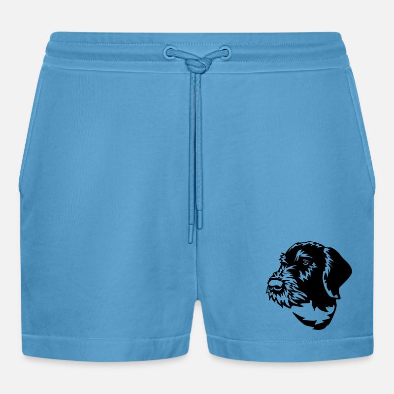 German Wirehaired Pointer - Organic Relaxed Cropped Shorts Made in EU -  Sol Blue