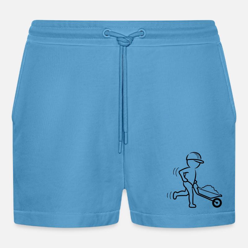 Bauarbeiter mit Schubkarre - Organic Relaxed Cropped Shorts Made in EU -  Sol Blue