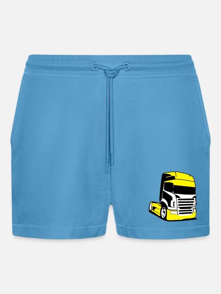 Gelber Lkw Pop-Art - Organic Relaxed Cropped Shorts Made in EU - Sol Blue