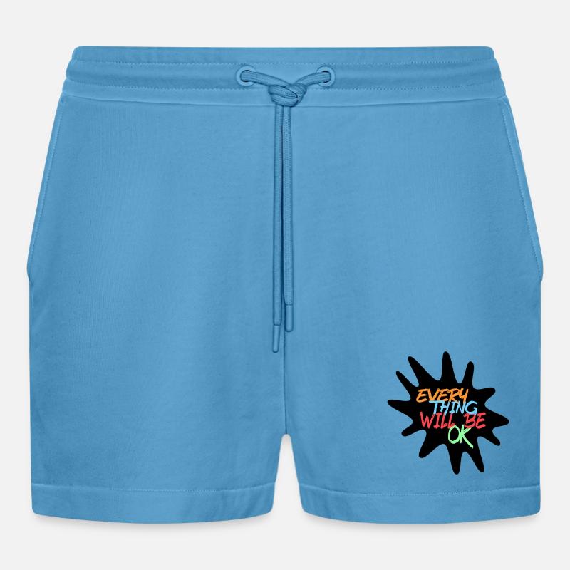 Alles wird gut! Alles wird gut # - Organic Relaxed Cropped Shorts Made in EU -  Sol Blue