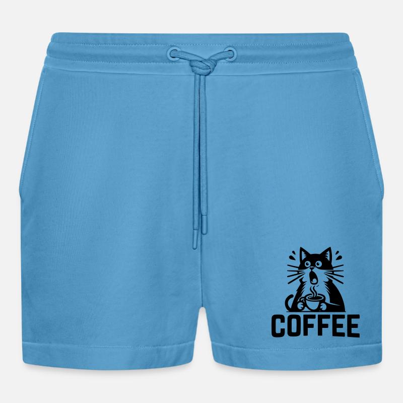 Café pour chat - Short bio décontracté court fabriqué en UE -  Sol Blue