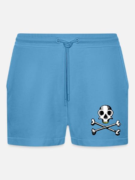 Skull and Bones 3c - Organic Relaxed Cropped Shorts Made in EU -  Sol Blue