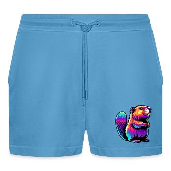 Bieber - Organic Relaxed Cropped Shorts Made in EU -  Sol Blue - Vorne