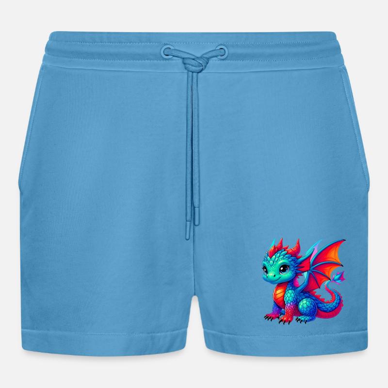 Drache - Organic Relaxed Cropped Shorts Made in EU -  Sol Blue