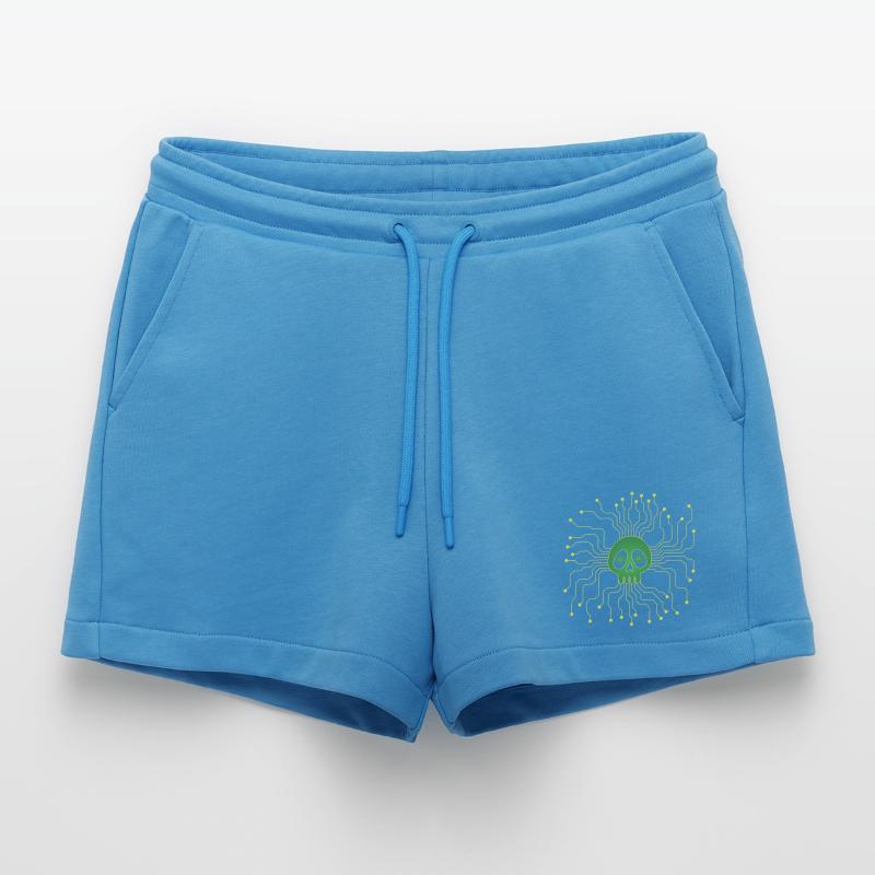 Microprocessor skull Organic Relaxed Cropped Shorts Made in EU
