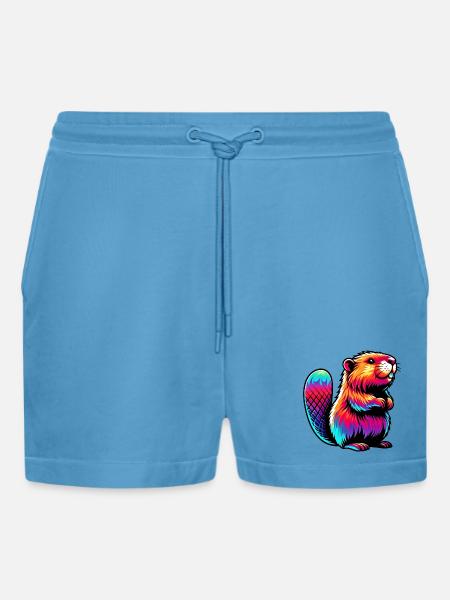 Beaver - Organic Relaxed Cropped Shorts Made in EU - Sol Blue