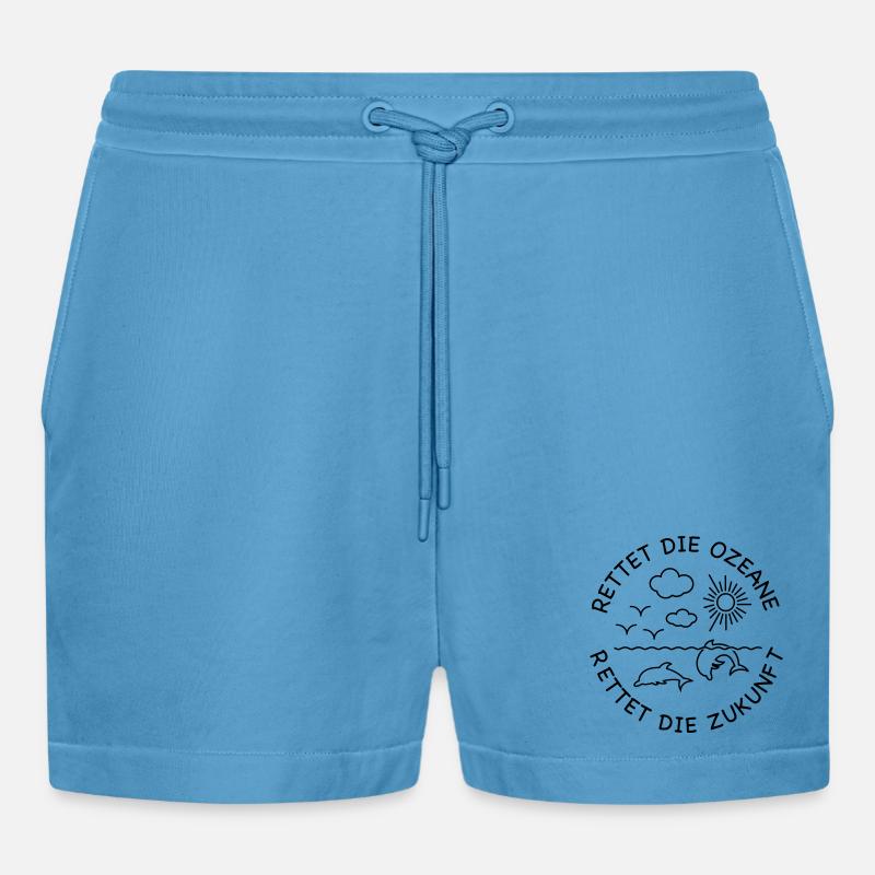 Delfin - Organic Relaxed Cropped Shorts Made in EU - Sol Blue