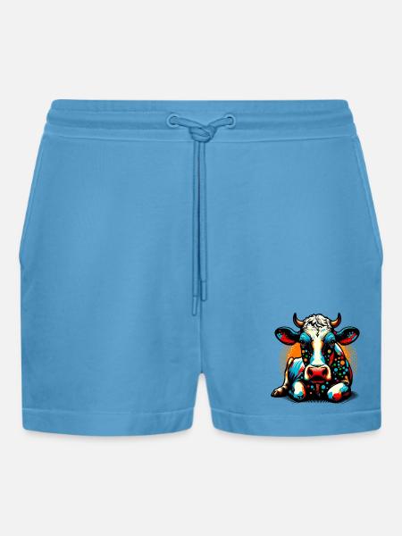 Vache - Short bio décontracté court fabriqué en UE -  Sol Blue