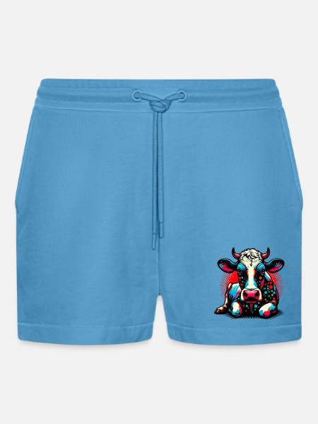 Cow - Organic Relaxed Cropped Shorts Made in EU -  Sol Blue