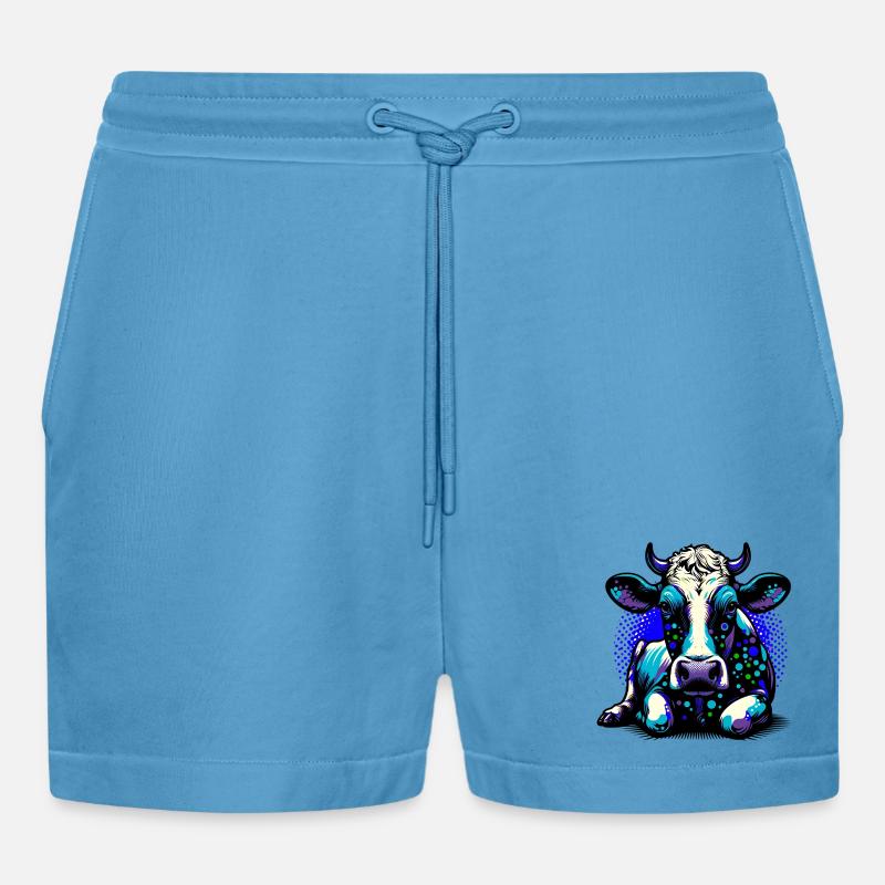 Kuh - Organic Relaxed Cropped Shorts Made in EU -  Sol Blue