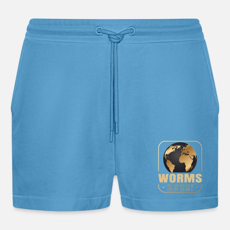 Worms - Organic Relaxed Cropped Shorts Made in EU -  Sol Blue