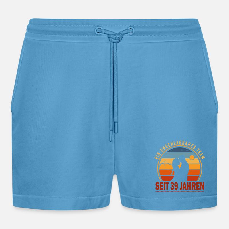 39 Jahre Beziehung Geschenk Ehemann Ehefrau - Organic Relaxed Cropped Shorts Made in EU -  Sol Blue