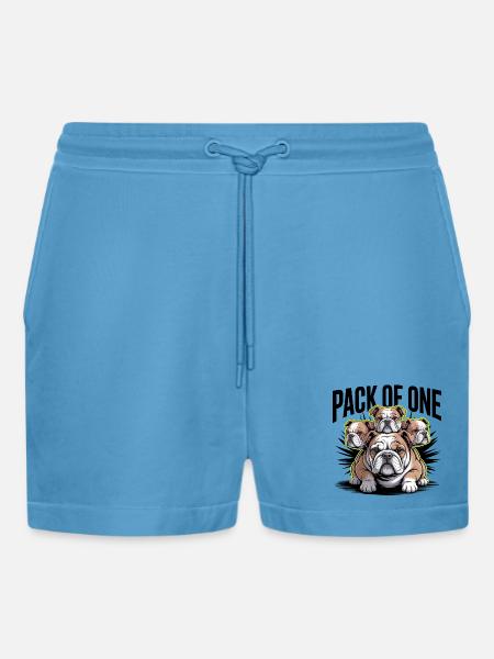 Pack of One Bulldog - Organic Relaxed Cropped Shorts Made in EU - Sol Blue