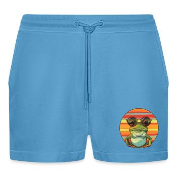Lässige Frosch-Sonnenbrille Design - Organic Relaxed Cropped Shorts Made in EU -  Sol Blue - Vorne