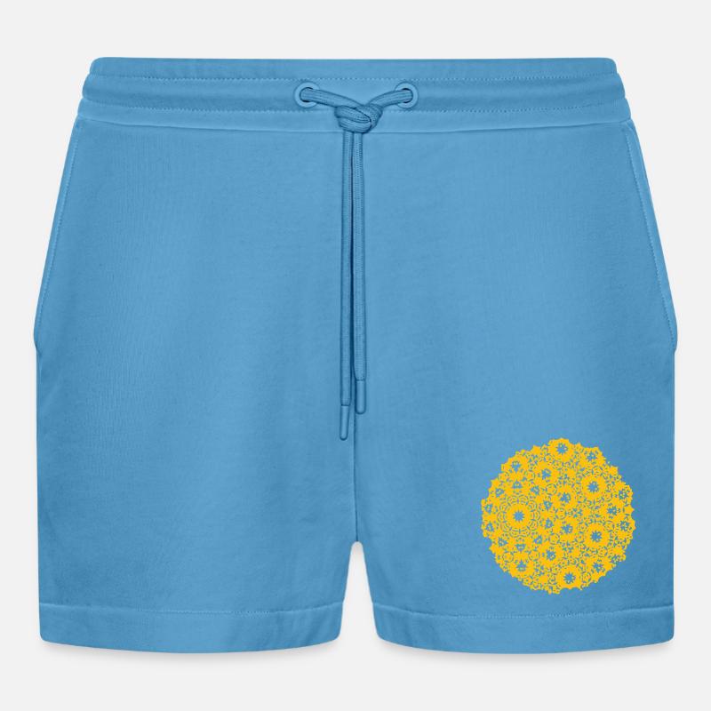 Moon Pattern - Organic Relaxed Cropped Shorts Made in EU -  Sol Blue