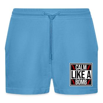 Calme comme une bombe Paradoxe Ironie Humour Blague explosive - Short bio décontracté court fabriqué en UE -  Sol Blue - Devant