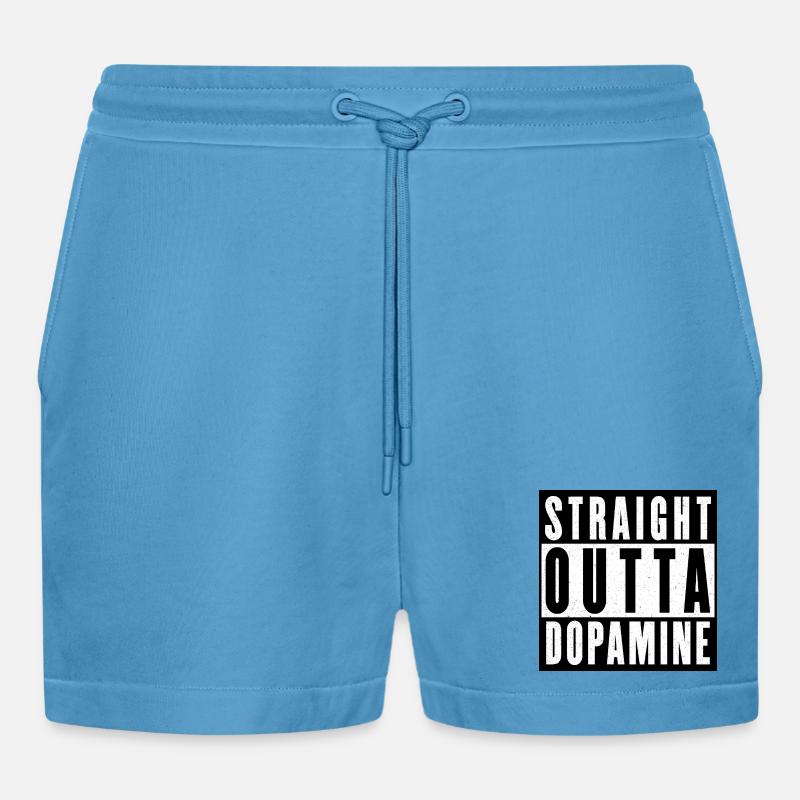 Dopamine Boost Bold Typography - Organic Relaxed Cropped Shorts Made in EU - Sol Blue