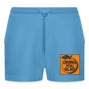 Orange You Happy Pun Tee - Organic Relaxed Cropped Shorts Made in EU -  Sol Blue - Vorne