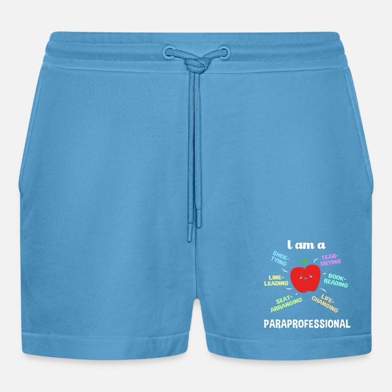 Lehrerassistent Paraprofessional Paraeducator - Organic Relaxed Cropped Shorts Made in EU -  Sol Blue