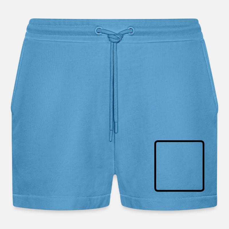 Square Frame Rounded Outline - Organic Relaxed Cropped Shorts Made in EU -  Sol Blue