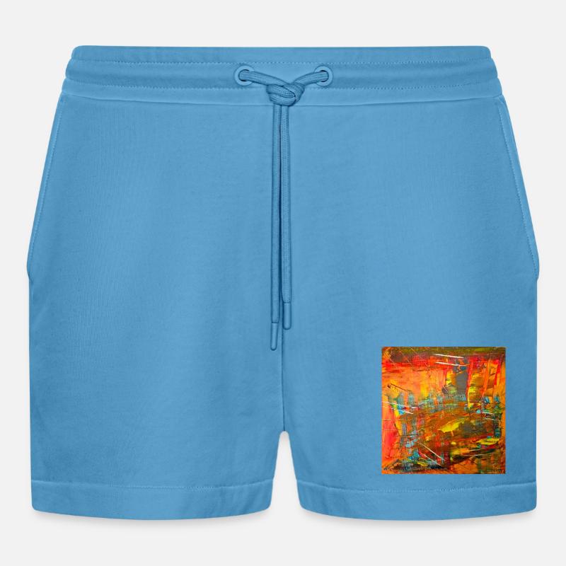 Image abstraite couleur feu - Short bio décontracté court fabriqué en UE -  Sol Blue