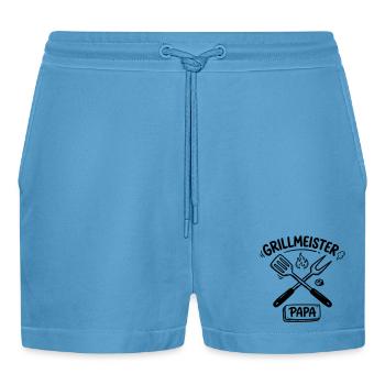 Grillmeister Papa Vatertag Grillen Männer - Organic Relaxed Cropped Shorts Made in EU -  Sol Blue - Vorne