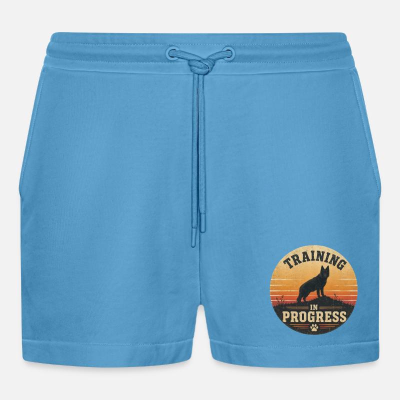 Training in Progress - Organic Relaxed Cropped Shorts Made in EU - Sol Blue