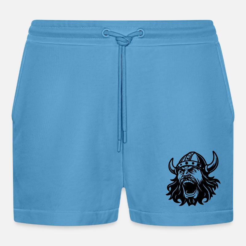 Wikinger Black Head - Organic Relaxed Cropped Shorts Made in EU -  Sol Blue
