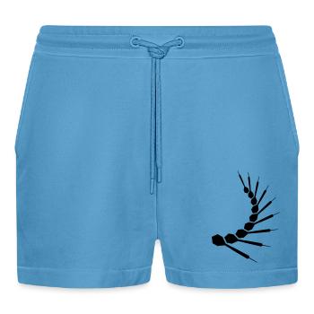 Dart Pattern - Organic Relaxed Cropped Shorts Made in EU -  Sol Blue - Front