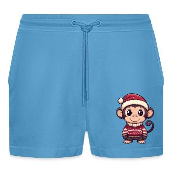 Bande dessinée de Noël Singe - Short bio décontracté court fabriqué en UE -  Sol Blue - Devant