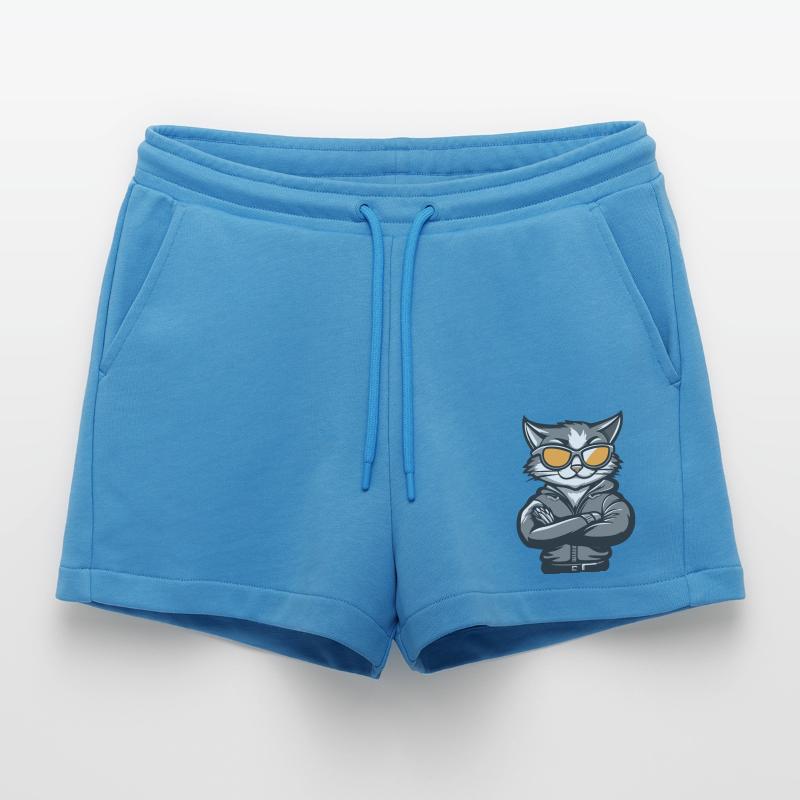 Katze Comic Cool Organic Relaxed Cropped Shorts Made in EU