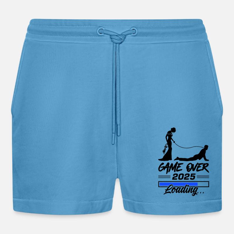 Hochzeit Loading 2025 Game Over - Organic Relaxed Cropped Shorts Made in EU -  Sol Blue