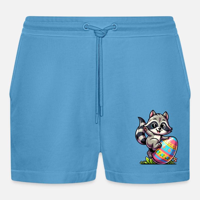 Easter Raccoon Easter Egg - Organic Relaxed Cropped Shorts Made in EU -  Sol Blue