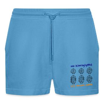 No hieroglyphs, it's vacuum tubes - Organic Relaxed Cropped Shorts Made in EU -  Sol Blue - Vorne