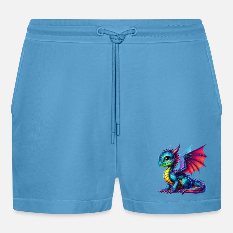 Drache - Organic Relaxed Cropped Shorts Made in EU -  Sol Blue