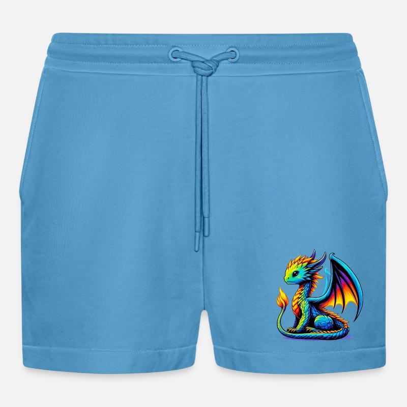 Drache - Organic Relaxed Cropped Shorts Made in EU -  Sol Blue