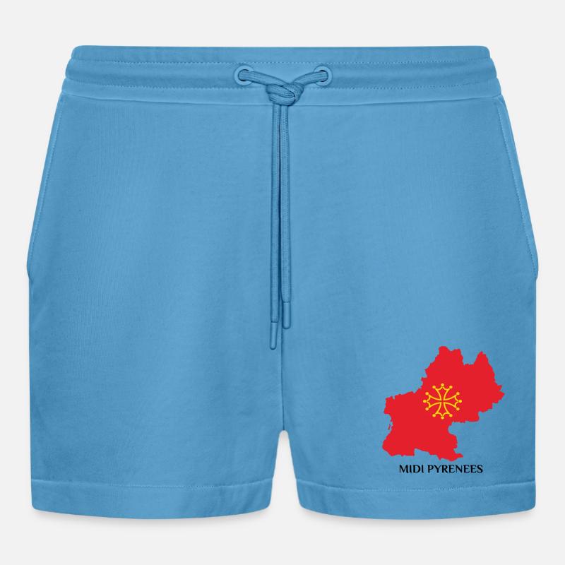 Karte der Midi-Pyrénées - Organic Relaxed Cropped Shorts Made in EU -  Sol Blue