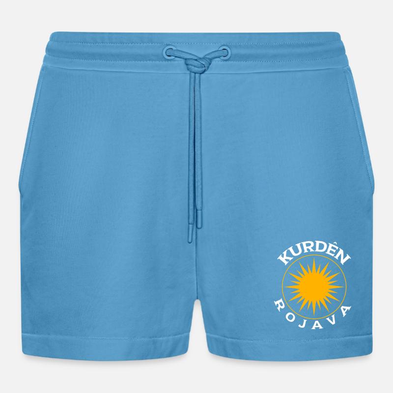Kurds Rojava - Organic Relaxed Cropped Shorts Made in EU -  Sol Blue