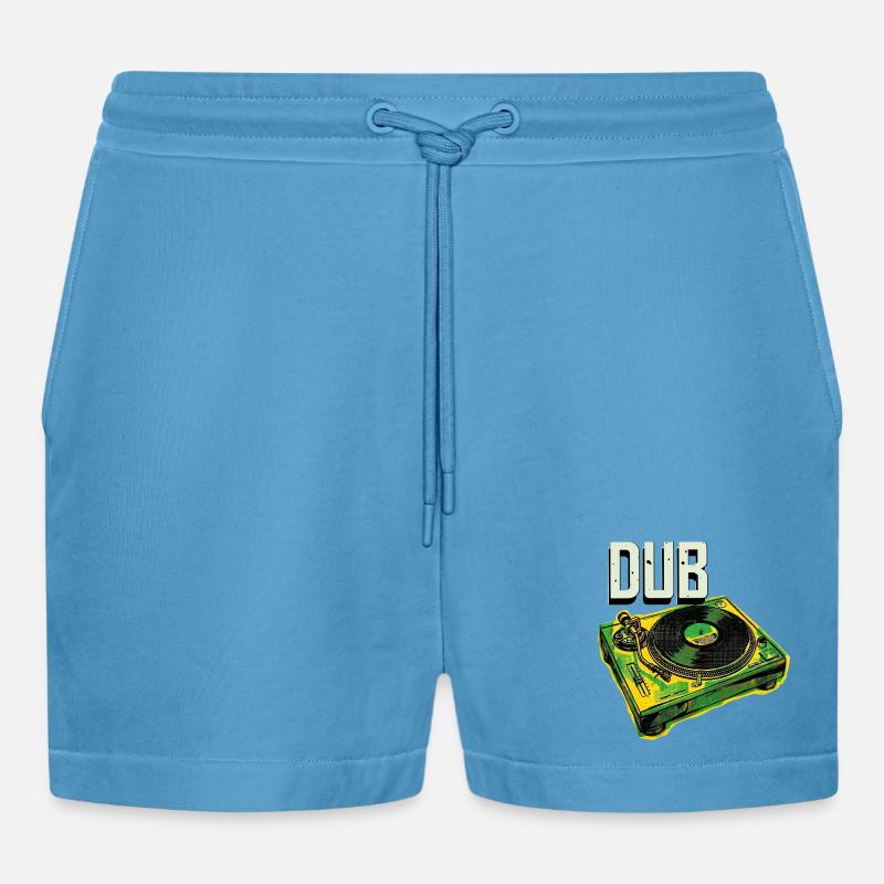 Dub Reggae Turntable - Organic Relaxed Cropped Shorts Made in EU -  Sol Blue