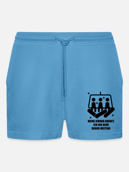 snowboard - Organic Relaxed Cropped Shorts Made in EU -  Sol Blue