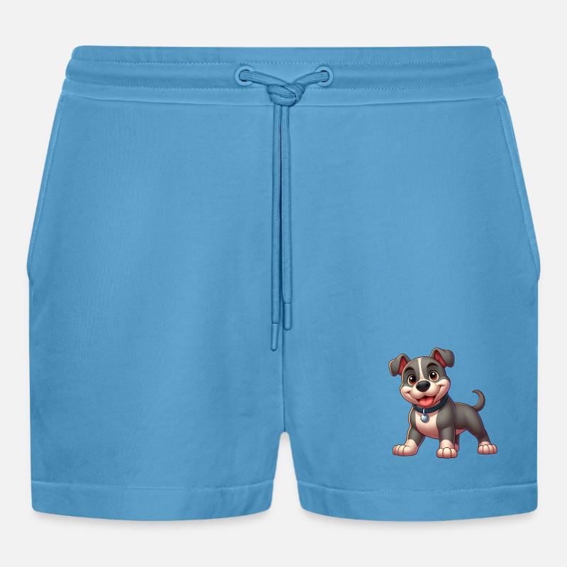 Pitbull (Pitbull) - Organic Relaxed Cropped Shorts Made in EU -  Sol Blue