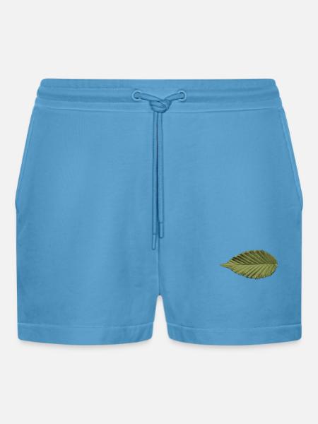 Leaf Structure Olive Green Pattern - Organic Relaxed Cropped Shorts Made in EU - Sol Blue