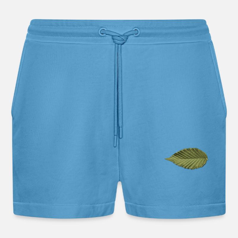 Leaf Structure Olive Green Pattern - Organic Relaxed Cropped Shorts Made in EU -  Sol Blue