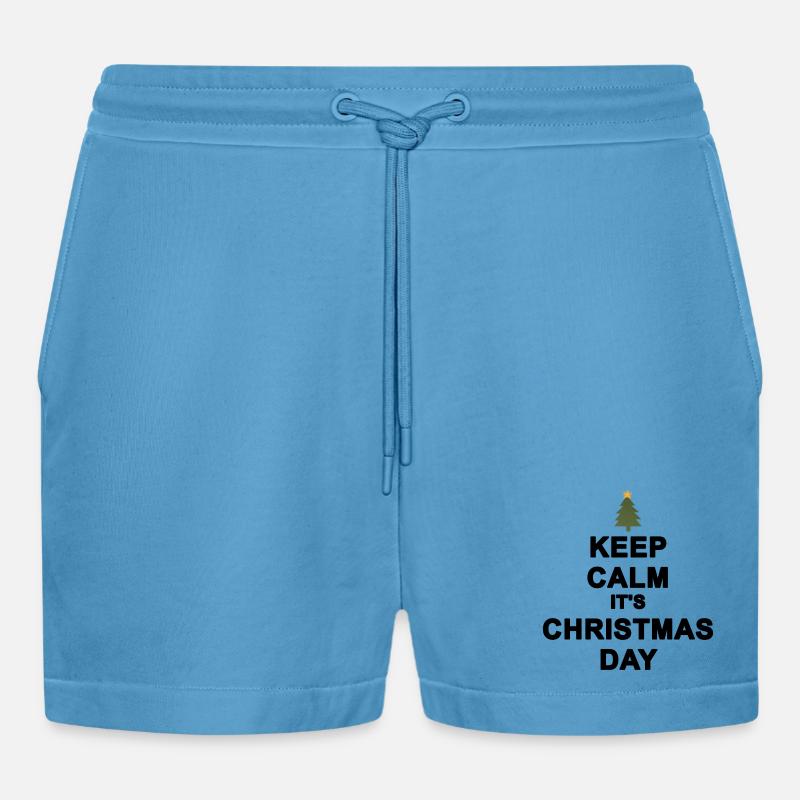 Keep calm Christmas - Organic Relaxed Cropped Shorts Made in EU -  Sol Blue