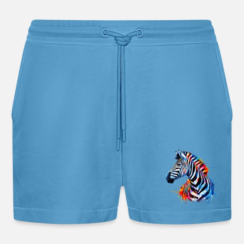 Zebra - Organic Relaxed Cropped Shorts Made in EU - Sol Blue