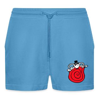 Mr Schnecke Sir Zylinder Monokel reich wohlhabend - Organic Relaxed Cropped Shorts Made in EU -  Sol Blue - Vorne