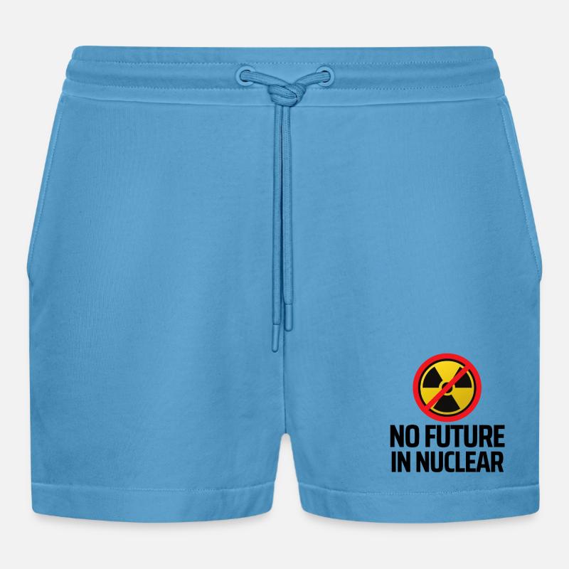 No nuclear power - Organic Relaxed Cropped Shorts Made in EU -  Sol Blue