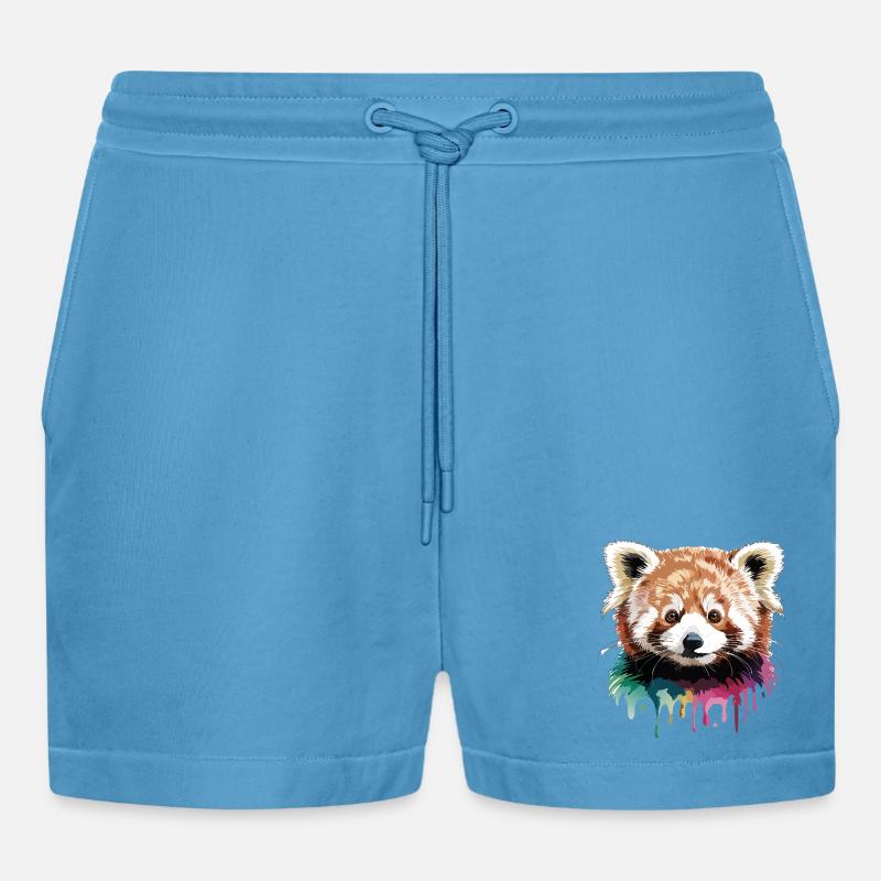 Roter Panda Kopf Farbkunst - Organic Relaxed Cropped Shorts Made in EU -  Sol Blue