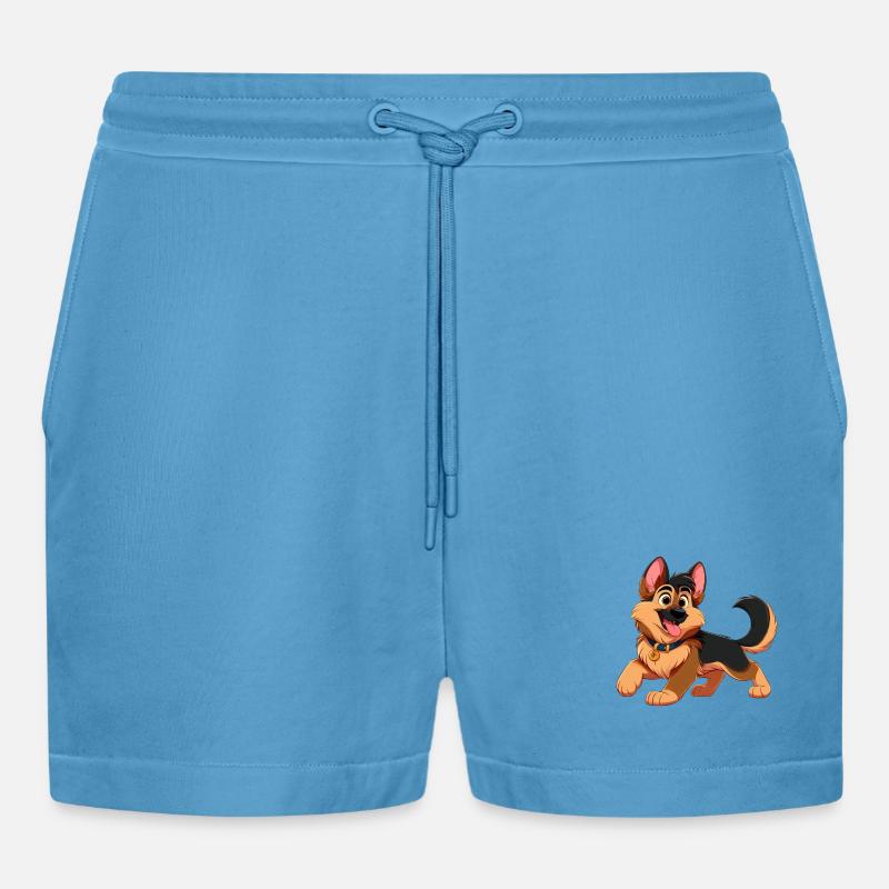 German Shepherd 2 - Organic Relaxed Cropped Shorts Made in EU -  Sol Blue